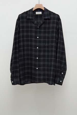 Flannel Open Collar Shirt - Black