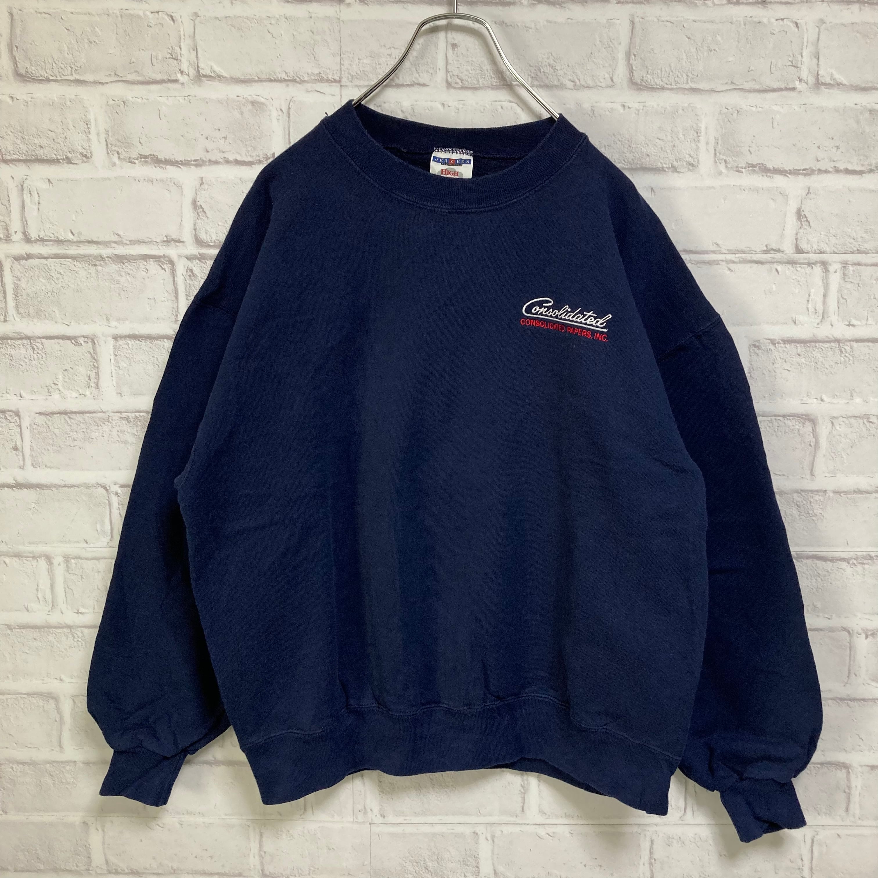 【ゆるだぼ】90s JERZEES 企業刺繡ロゴ スウェット トレーナー L