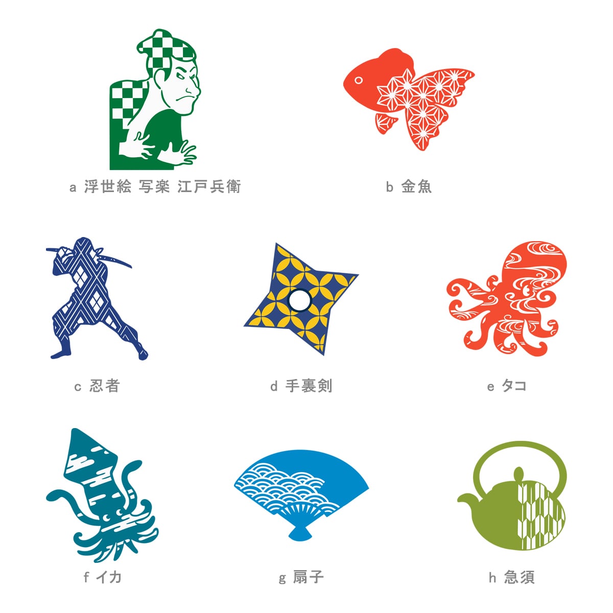 伝統的な和柄模様と和モチーフとのコンビネーション ワンポイント Tシャツ cl32