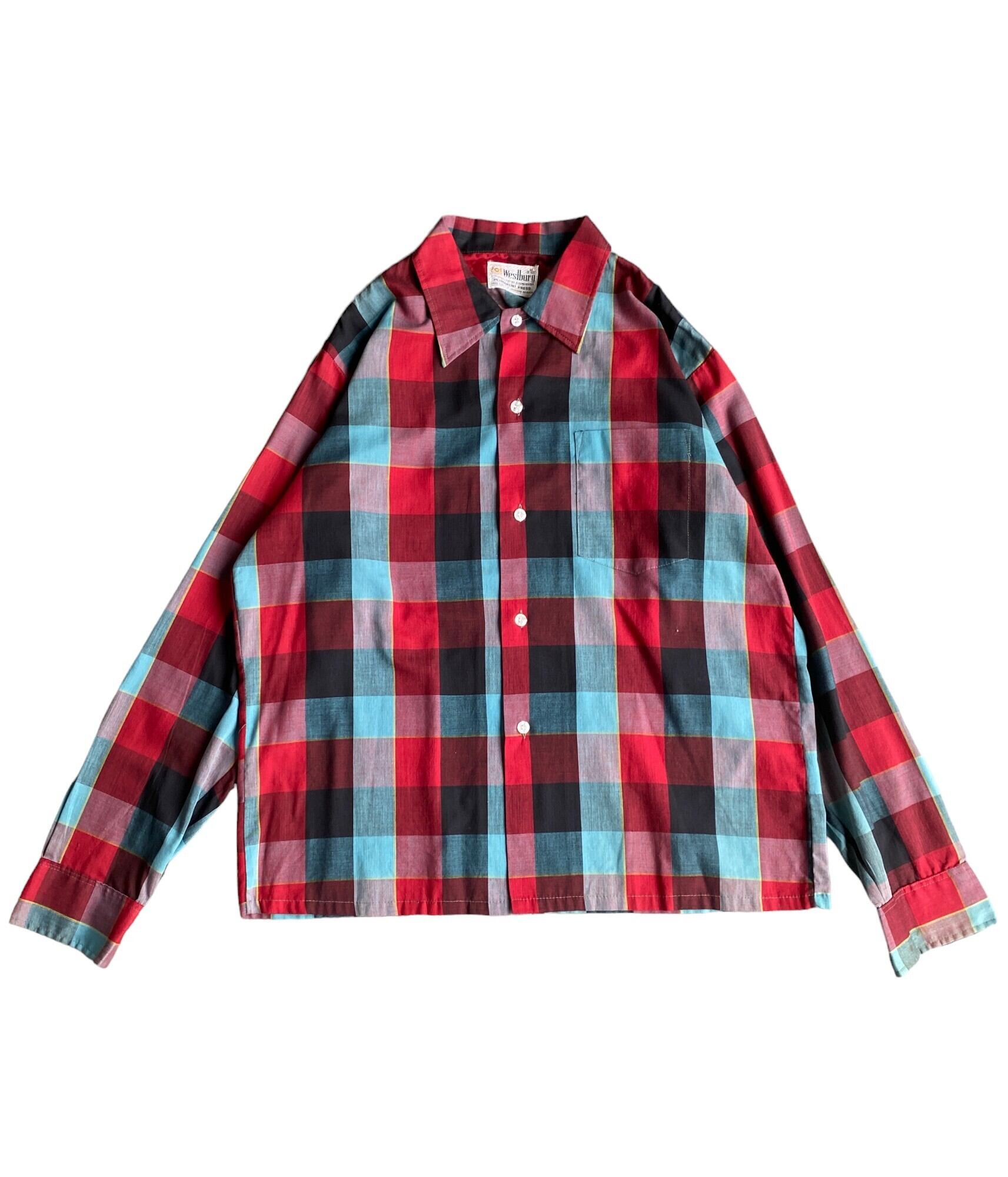 GRANT CREST- Vintage 60s Rayon ombre check loop collar shirt GRANT CREST- Vintage 60s Rayon ombre check loop collar shirt