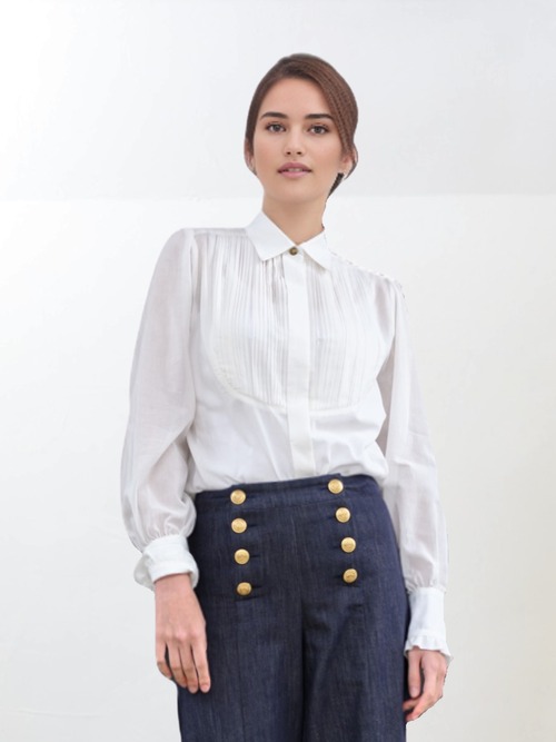 コットンボイル　タキシードシャツ