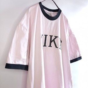 ナイキ　プリント　リンガーTシャツ　半袖　オーバーサイズ　ビッグ　ピンク　XL