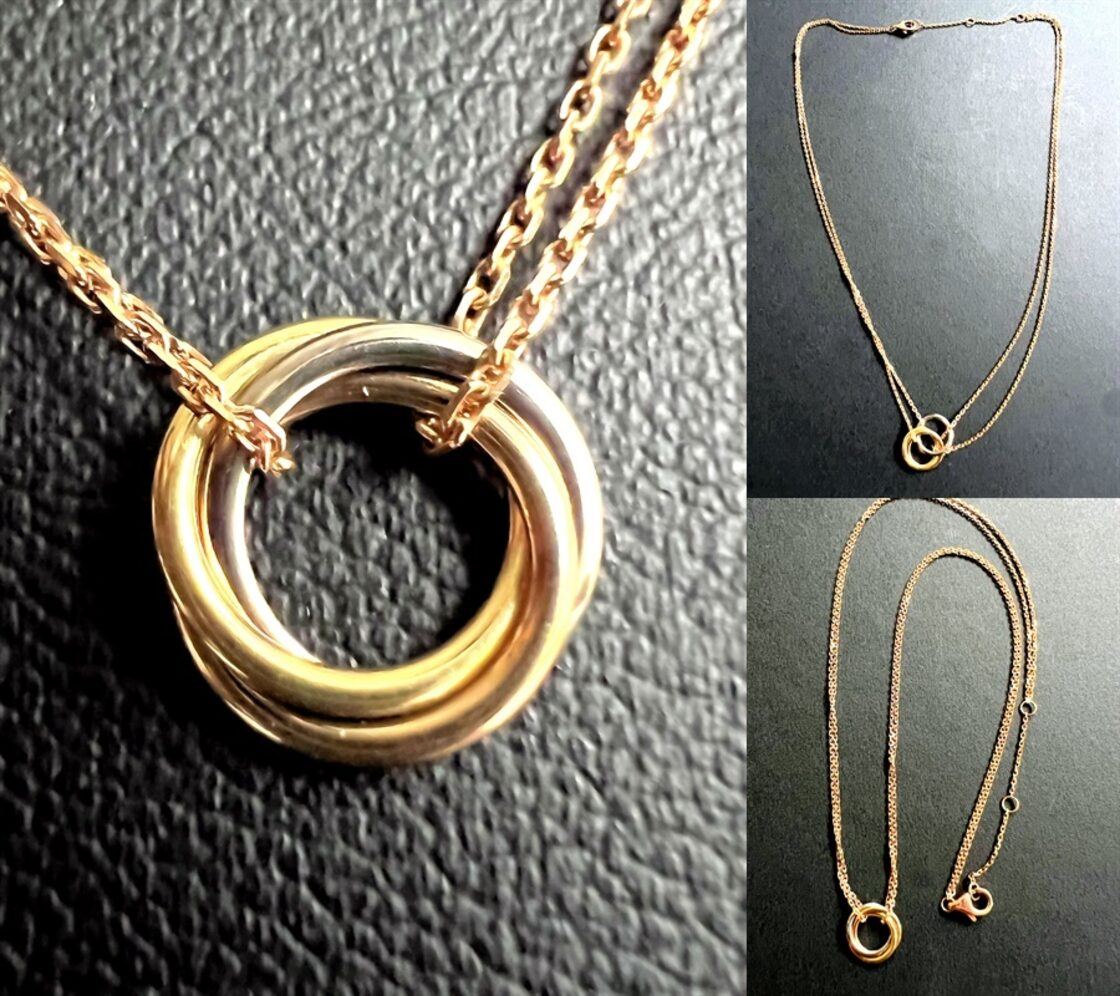 CARTIER カルティエ K18 PG WG YG 3カラー ダブルチェーン トリニティ 