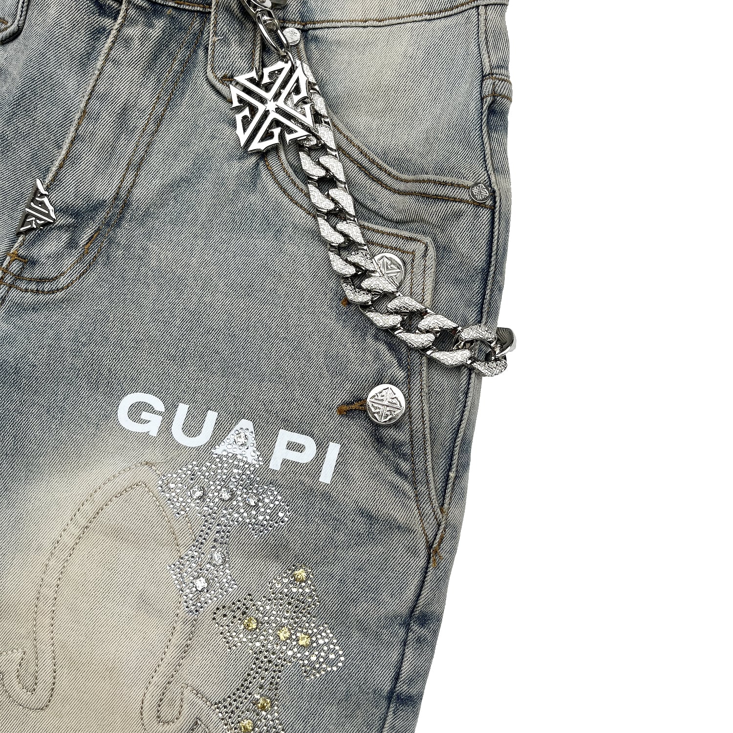 GUAPI / FADED CROSS DENIM SHORTS | HOLICK