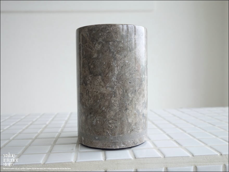 マーブル 歯ブラシスタンドGY 天然大理石 歯ブラシホルダー 歯ブラシ立て ペン立て 洗面用品 手作り Φ8 x H12cm