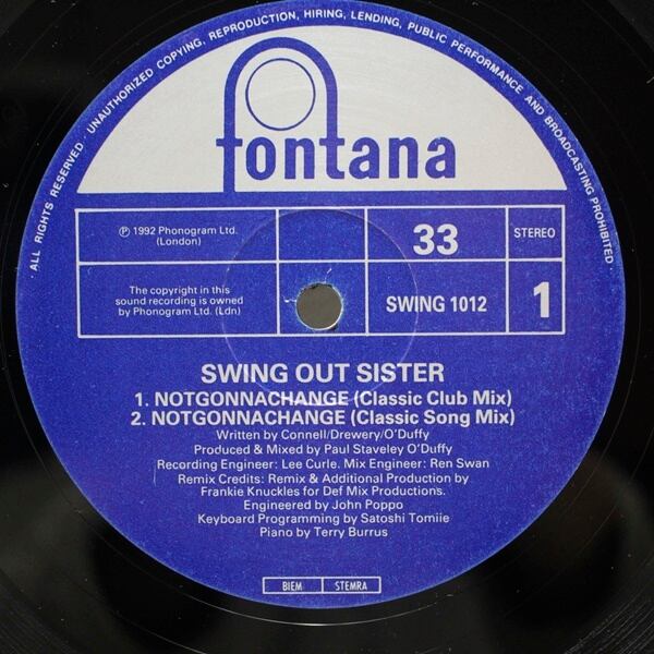 Swing Out Sister / Notgonnachange (The Frankie Knuckles Remixes) [SWING 1012, 864 049-1] - 画像3