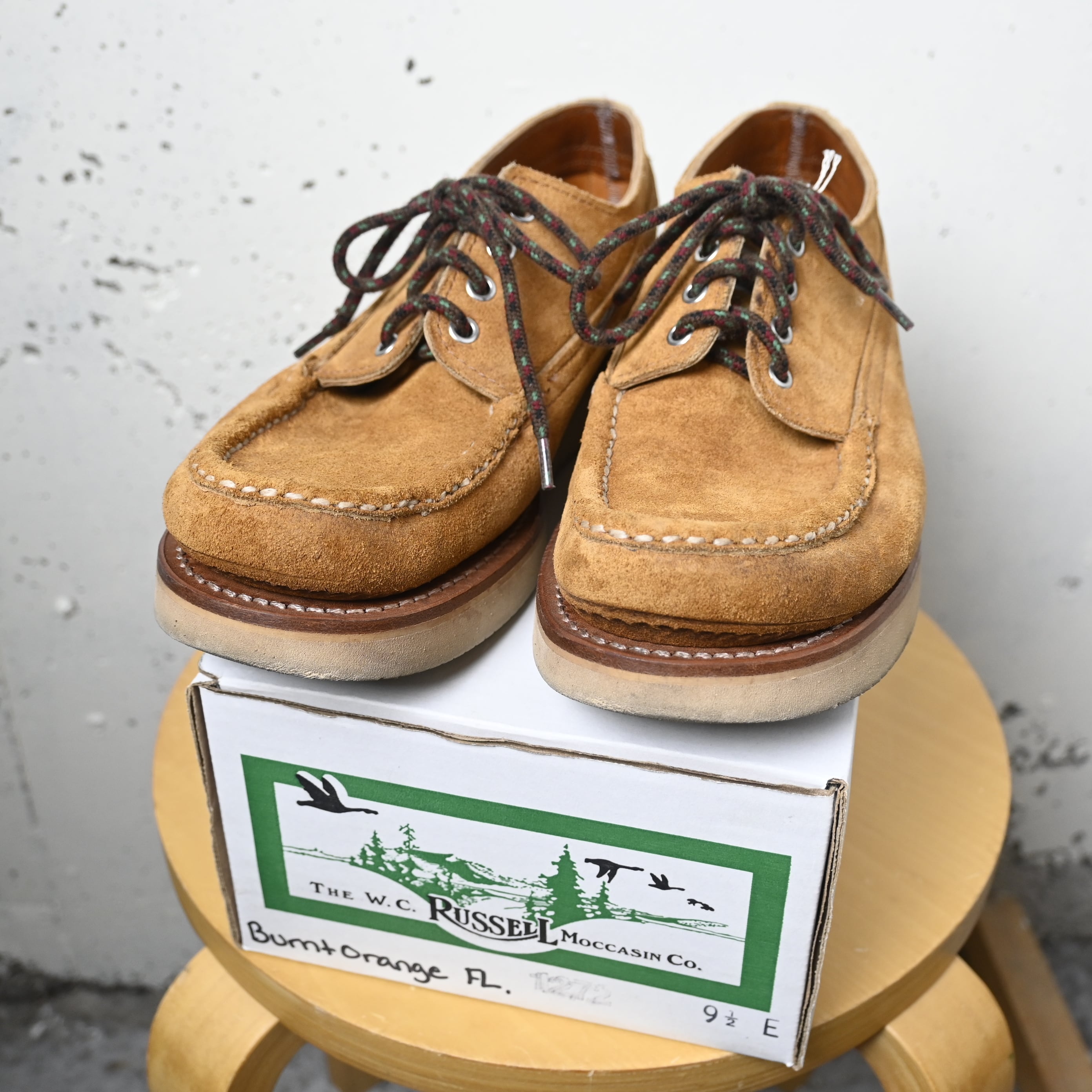 9 1/2 ] RUSSELL Moccasin Co. USA製 Suede Moccasin Shoes , Brown