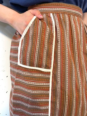 VINTAGE brown stripe cotton apron