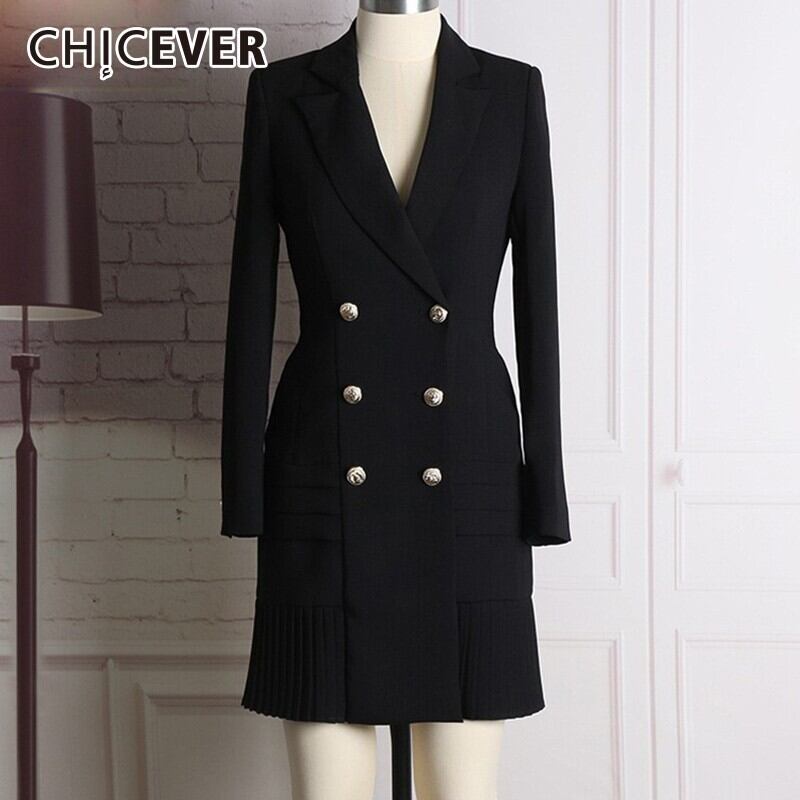 春のブレザードレスVネック長袖ウエストスリムブラックミニドレス服 ロング スプリング 春物 6base53758413925