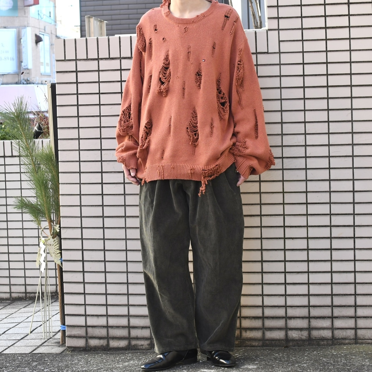 JOS.A.BANK 2 tuck wide corduroy pants khaki