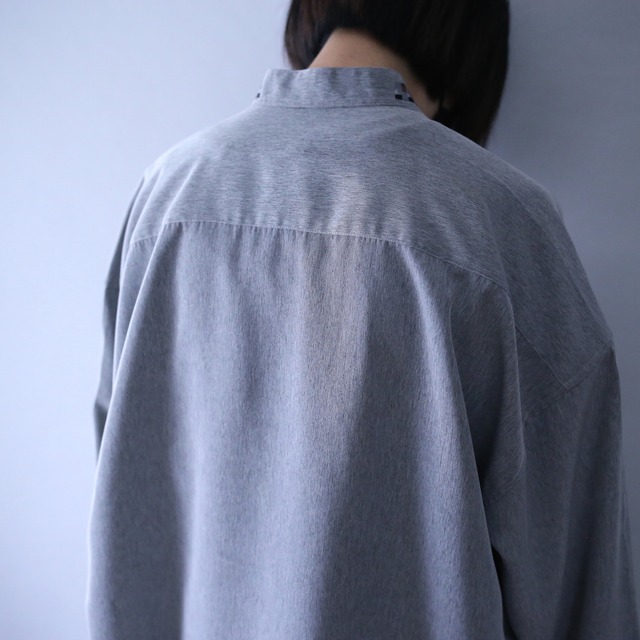 "刺繍" collar and fry-front design minimal mode loose shirt