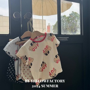 【yellow factory】ドッグドットセットアップ ブラック 80〜120cm 240803