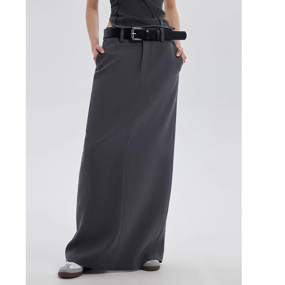 Straight Back Slit Long Skirt*S-838