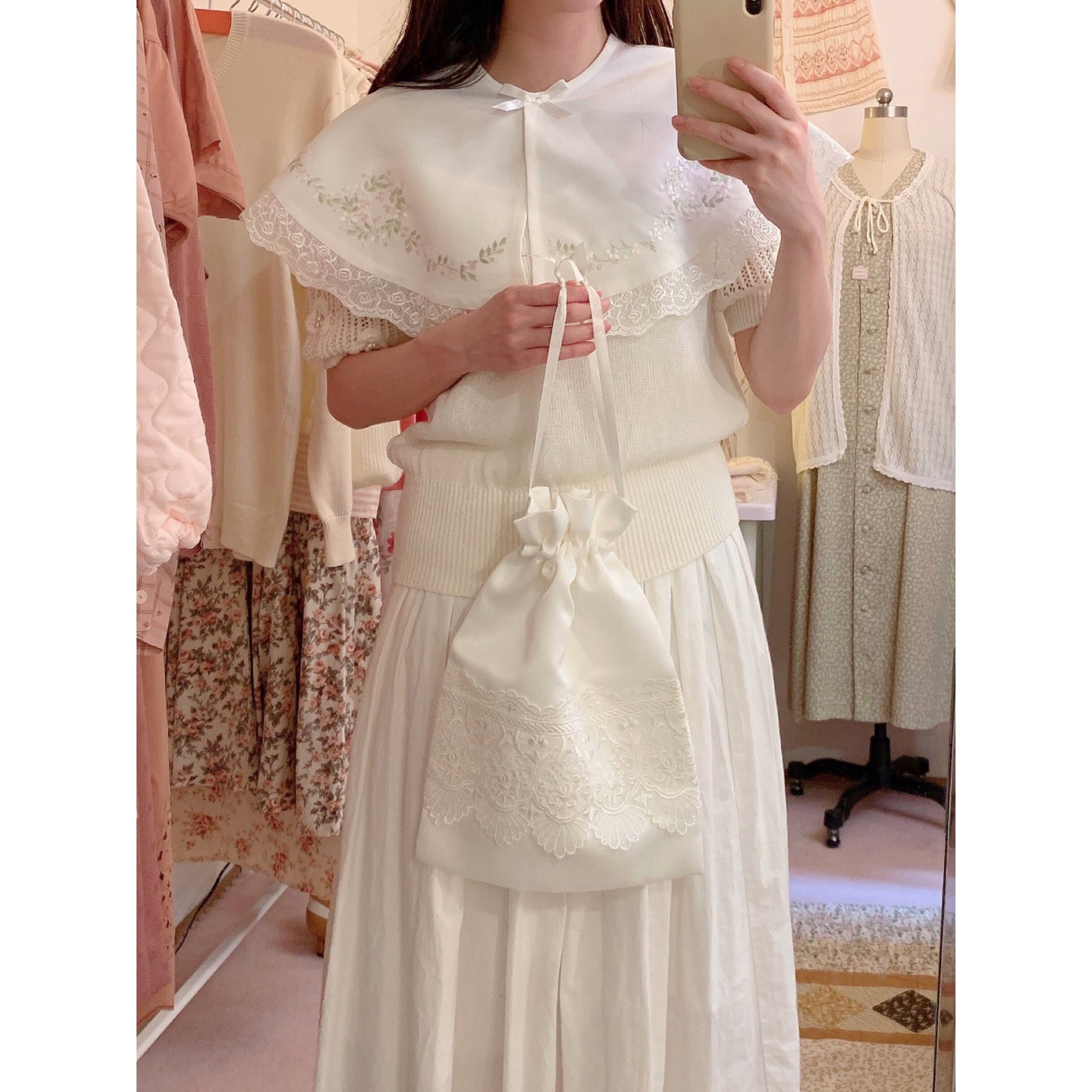 white flower lace big collar