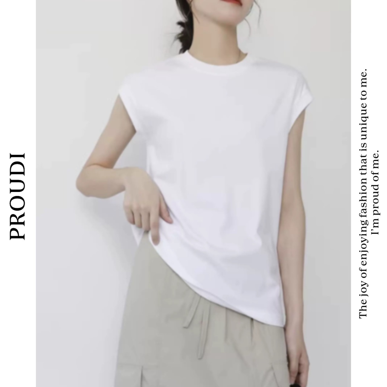 【ノースリーブクルーネックTシャツ 】P00347