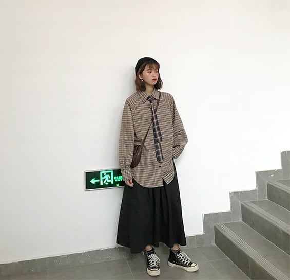 ニットベスト チェックシャツ カジュアルネクタイ 3点セット スクール