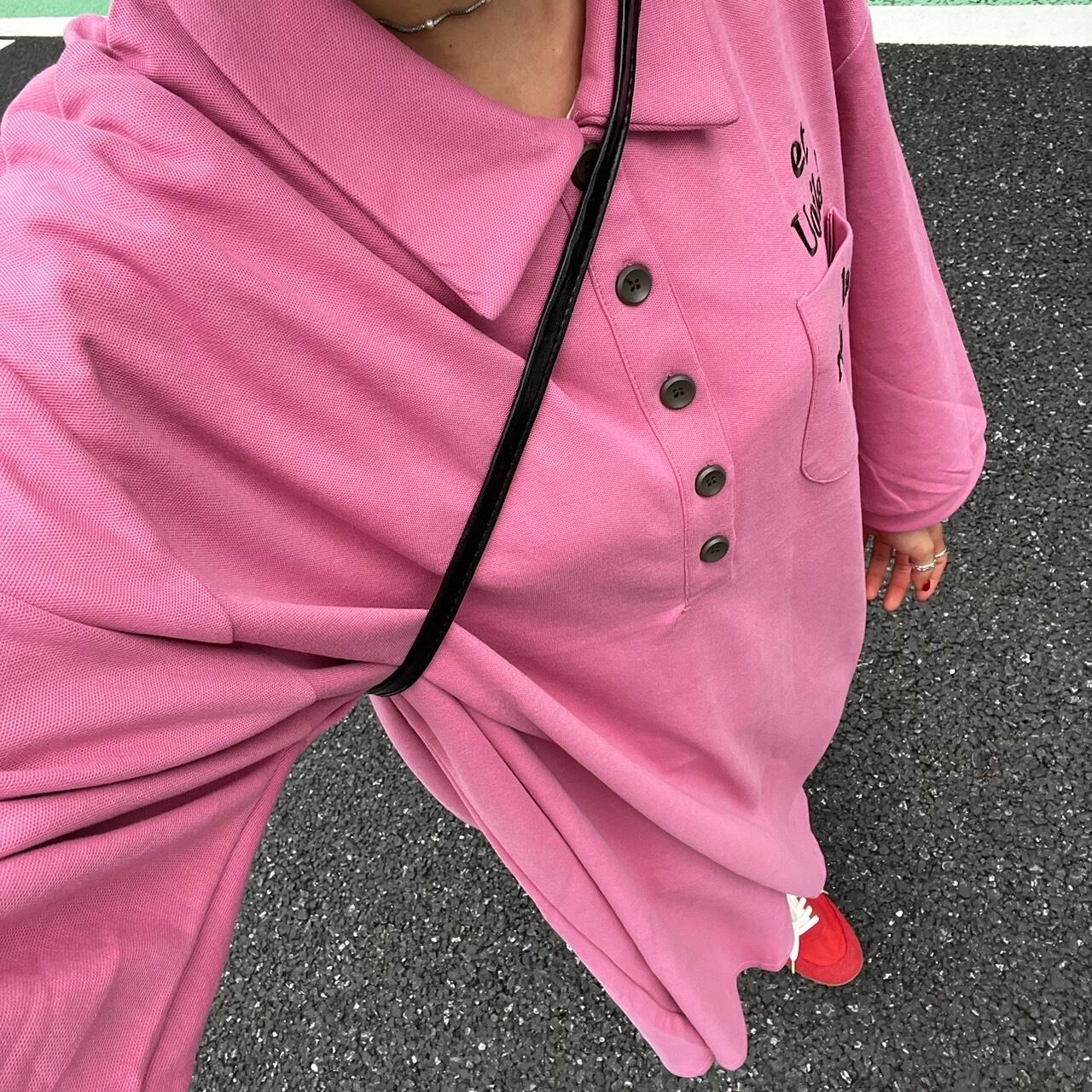 ステッチロングボタンスウェットワンピース_LN02363