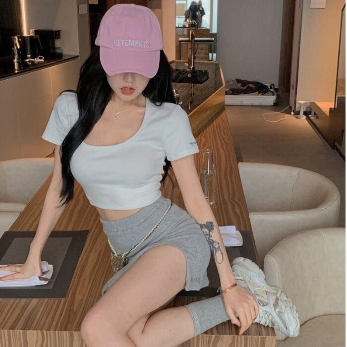 サマースタイルスリムショートTシャツ スカート レディース 半袖 ハーフスリーブ 夏物 ドラファッションホール26552340007