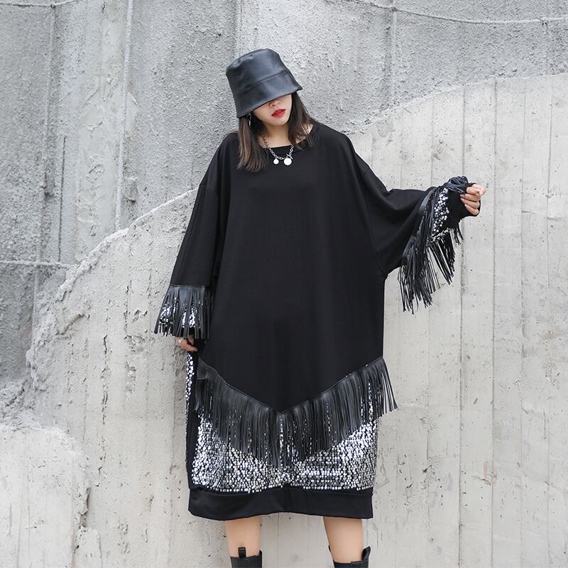 オータムドレス スタイルスパンコールセーター ロング 大きめサイズ 秋物 ラブタオタオダレンハウス53540434044