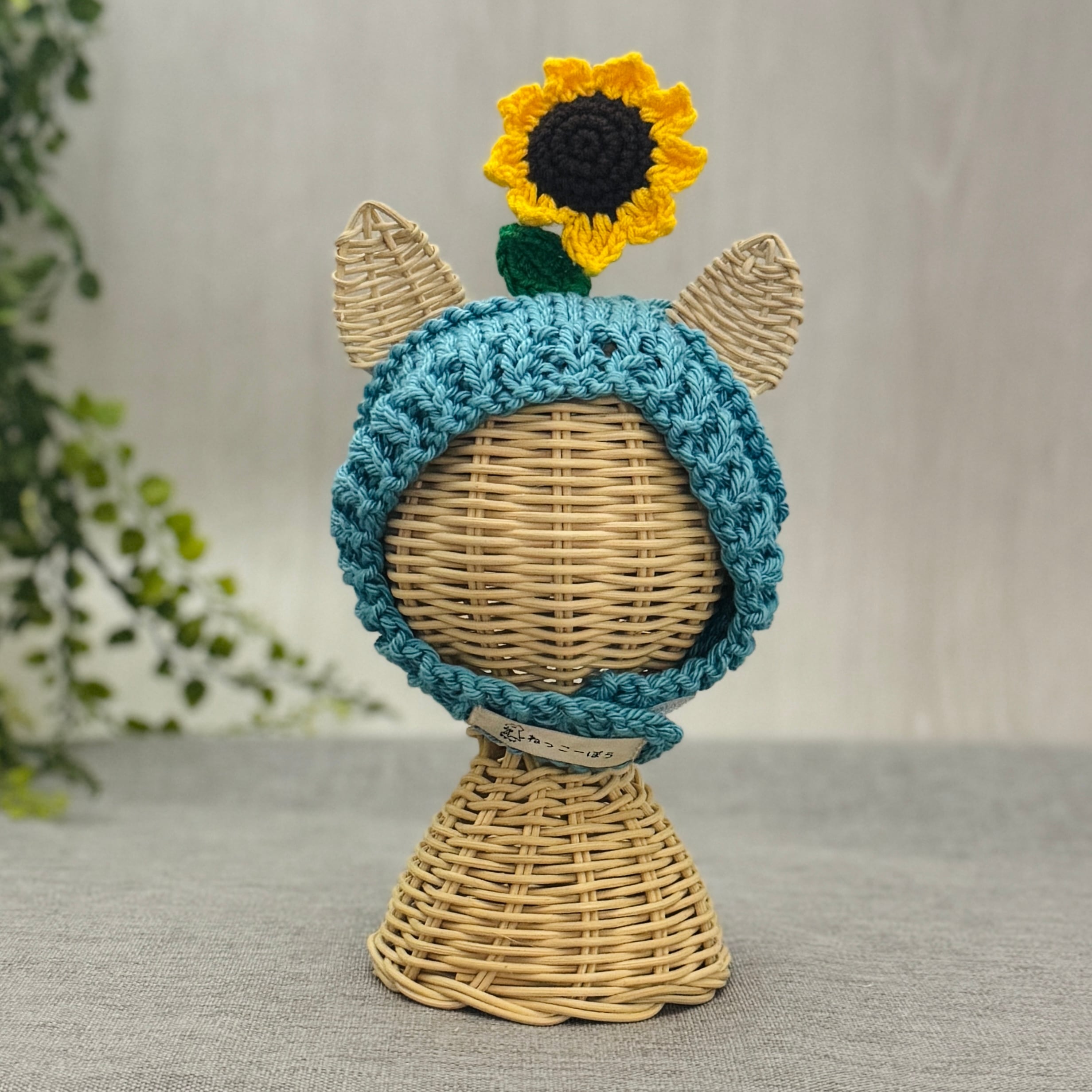 ひまわり 猫用帽子｜ハンドメイドニット帽（受注製作） | ねこの帽子屋