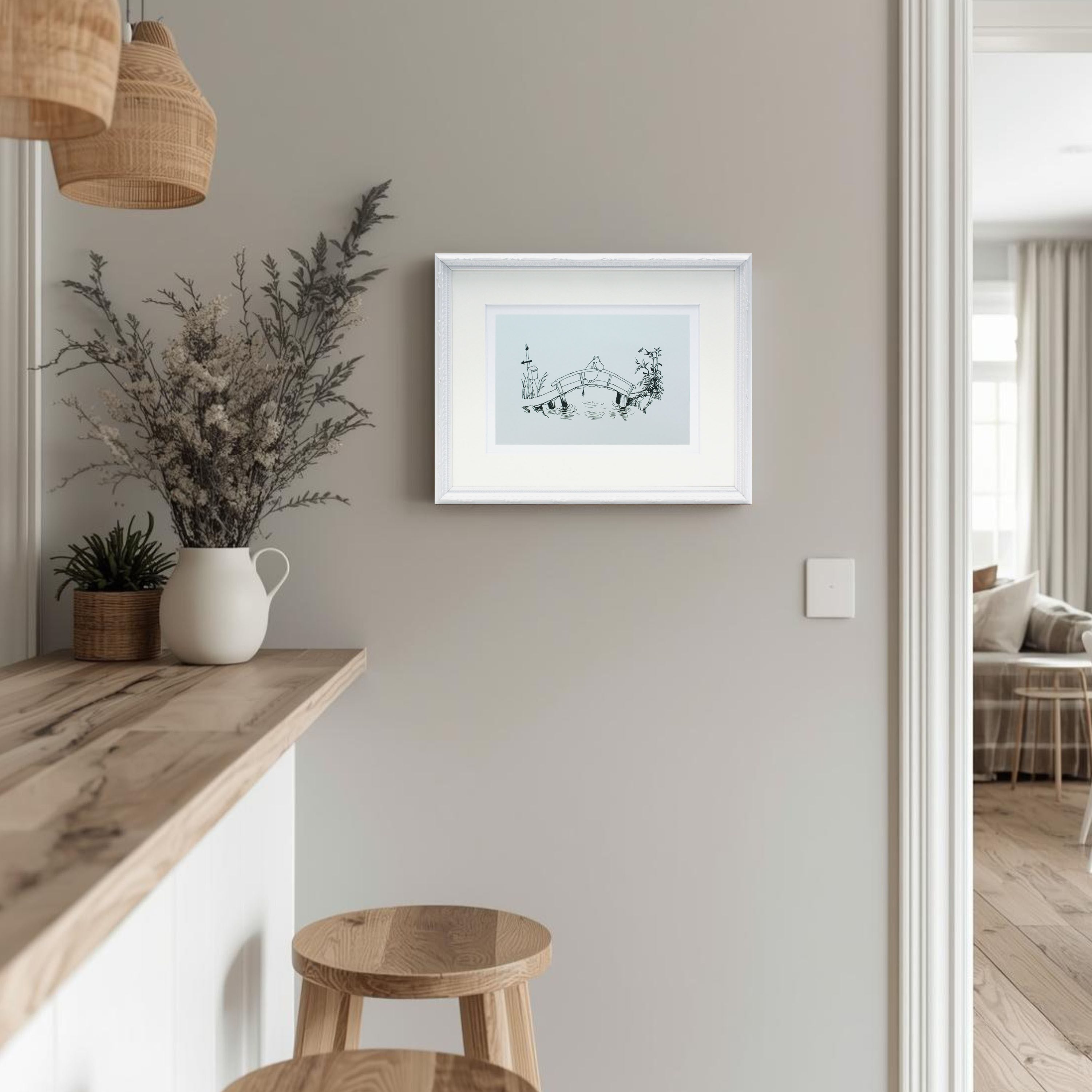 ムーミン 北欧 Postery「ムーミン谷の橋」送料無料 フレーム 展示用フック付アートポスター 絵画 インテリア アート