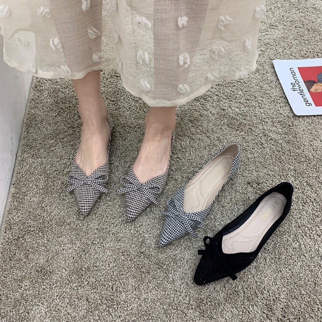 スタイルスプリングブラックリボン 靴 シューズ 春物 フェイクシューズ2978309362