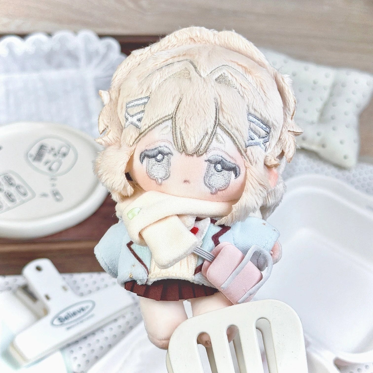 ✿JPGO二次入金✿山茶 10cm骨あり スケルトン刺繍無属性ぬいぐるみ