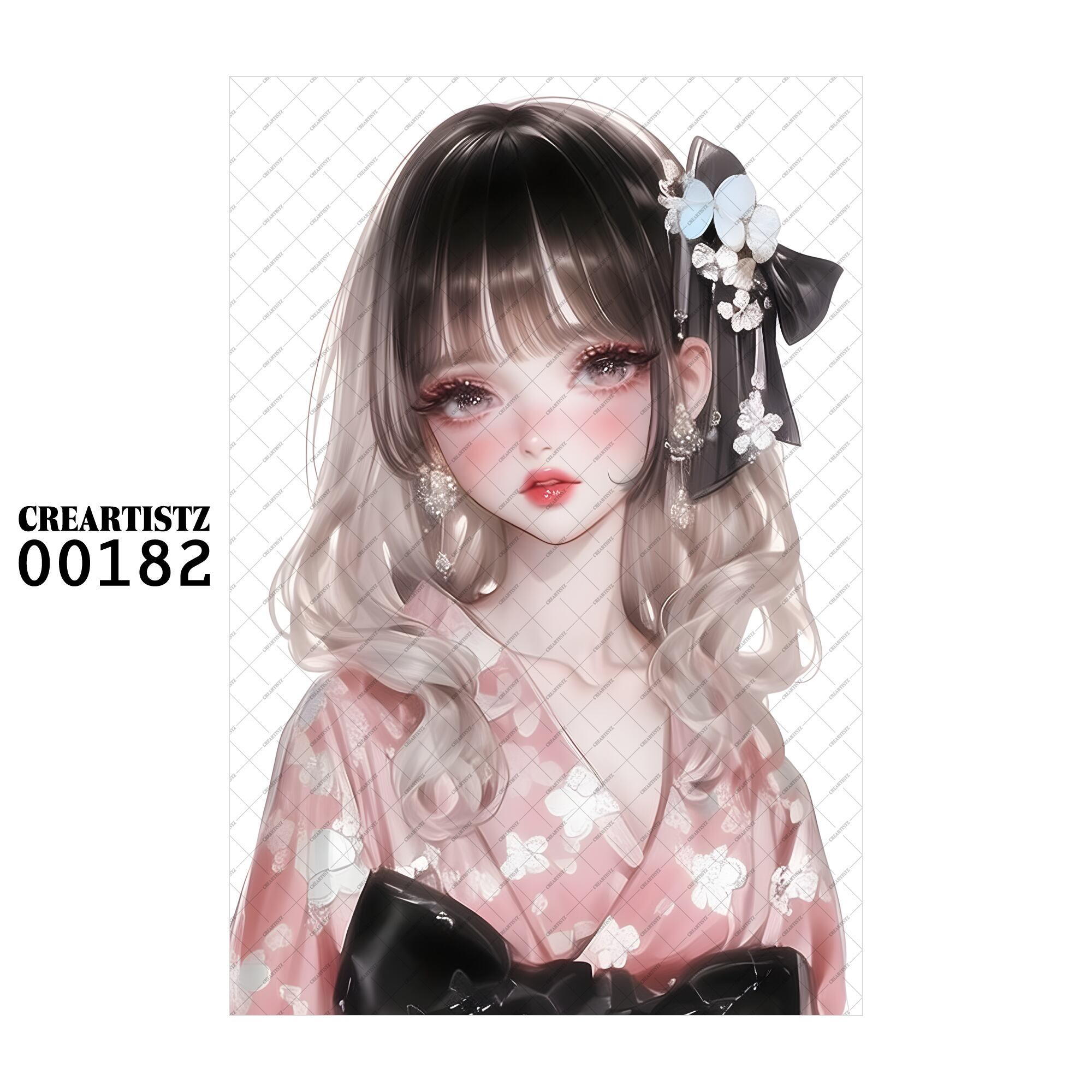 00182 ガール キュート オリジナル ペーパー/ステッカー 4枚セット CREARTISTZ