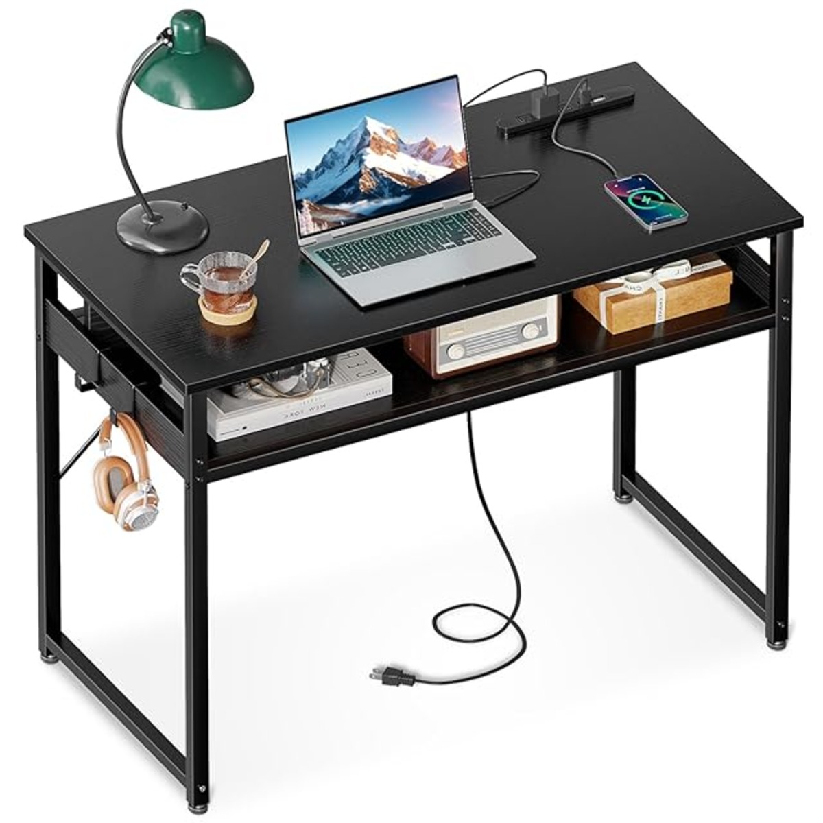 ODK 机 pcデスク パソコンデスク 幅80cm ゲーミングデスク 収納付き コンセント付き 勉強机 computer desk 桌子 ...