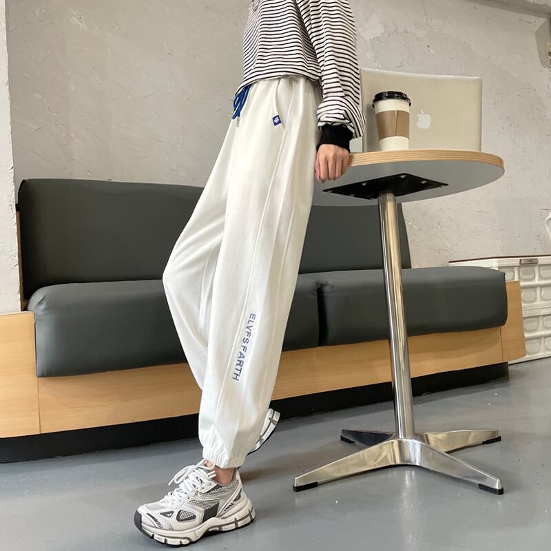 ホワイトパンツ スプリングオータムルーズウェストカジュアル 春物 秋物 試着室92672607834