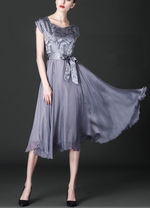 ★送料無料★9号(M)☆上品花柄フレア－ワンピース(OPN3799)