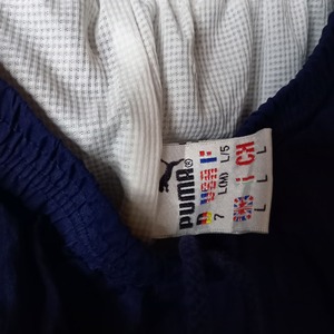 90s　プーマ　ナイロン　ロングパンツ　ユーロ古着　万国旗タグ　ネイビー　7