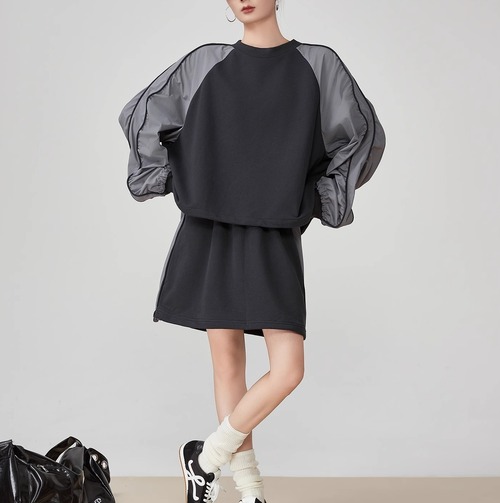 RAGLAN SLEEVE CREW NECK TOPS  I25002