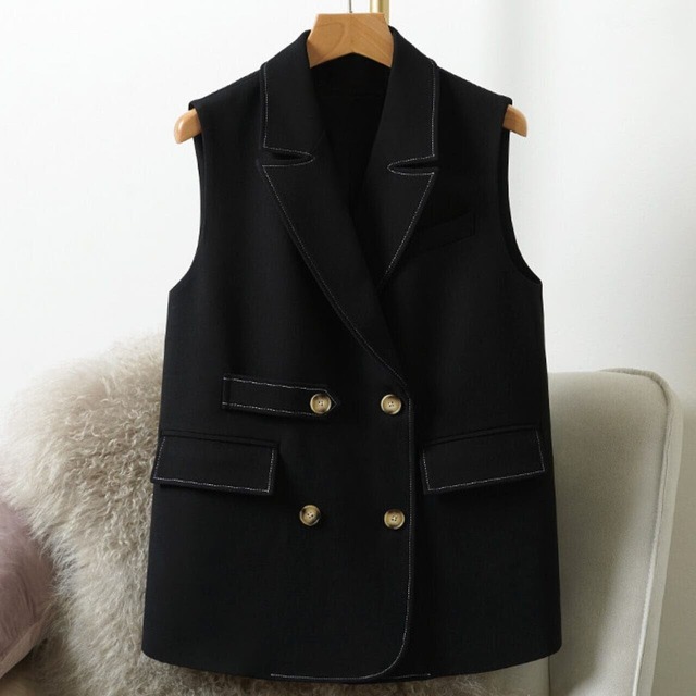 ステッチ入りダブルブレストベスト　JC0242