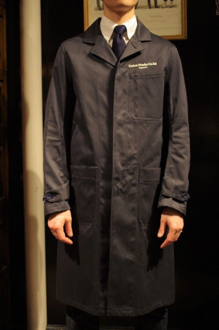 soundman オイルドステンカラーコート union works別注 40 Soundman / Shop Coat / Navy | UNION WORKS ONLINE STORE