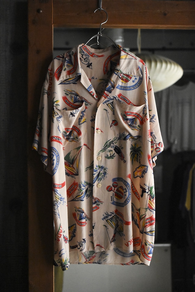 OK/50-60's "unknown" rayon hawaian shirt