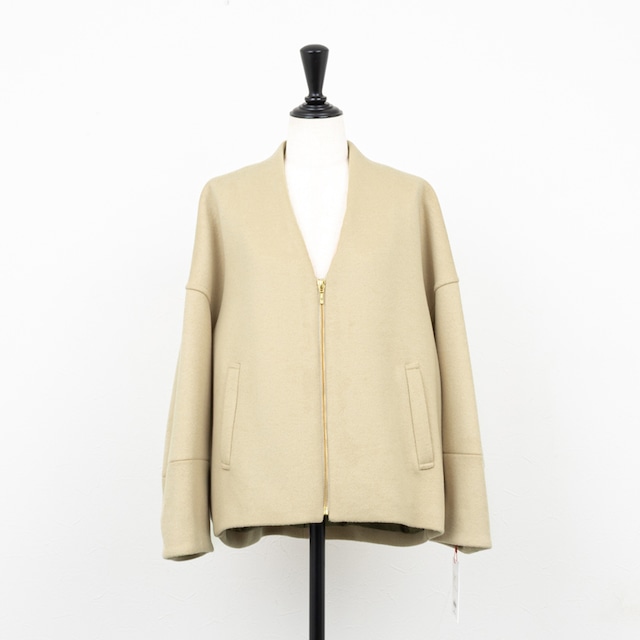 【PASSIONE／パシオーネ】フロントジップコクーンジャケット（ベージュ）