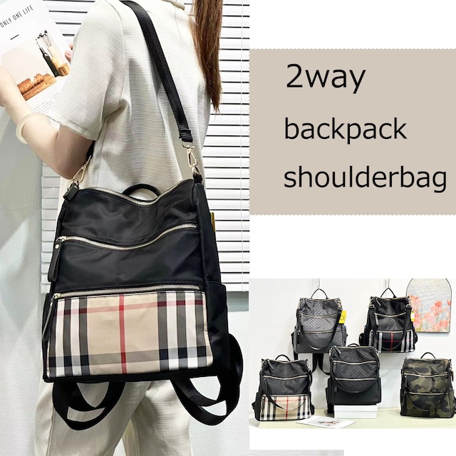 【R804】 2wayナイロンショルダーバッグ　リュック　バックパック【idadi】斜めがけ 肩掛け 通勤 通学 仕事 ビジネス 旅行 ママバッグ マザーズバッグ レディース 軽量 軽い 大容量