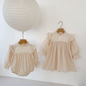 【BABY&KID】春作レースフリル付きワンピースORロンパース