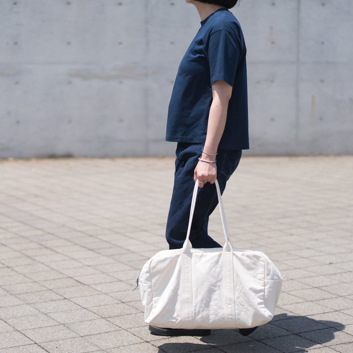 帆布のボストンバッグL 生成り | Fuku