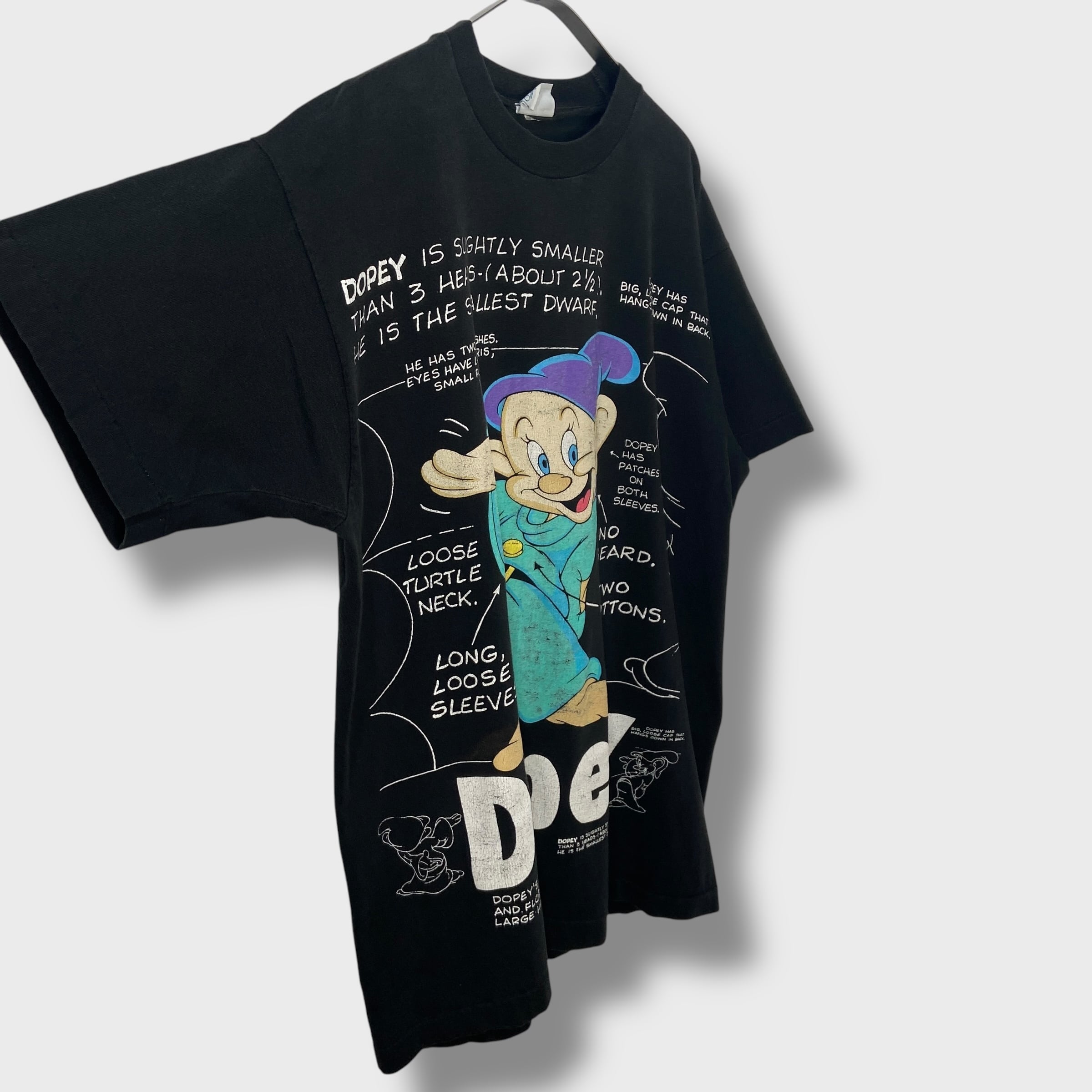 90s 白雪姫 7人の小人 dopey キャラクターTシャツ ディズニー 黒