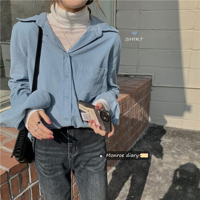 ルーズシャツ トップス オータムウィンタースタンダードジャケット ロング レトロ 秋物 冬物 モンロー89418769323