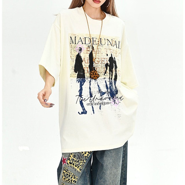 シルエットアートグラフィックレタリングミックストップス 2col   R02017