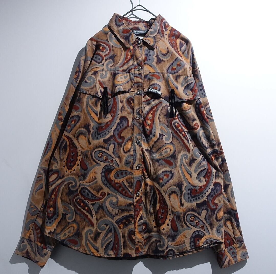 80s “ROUGHRIDER” Multicolor Paisley Pattern Western Design Shirt