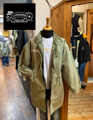 U.S.BOARDER モッズコート　カーキ　KHK Khaki ミリタリーJKT M-65 オーバーコート ユーティリティーアウター　military アメカジ　3WAY アウター　usboarder