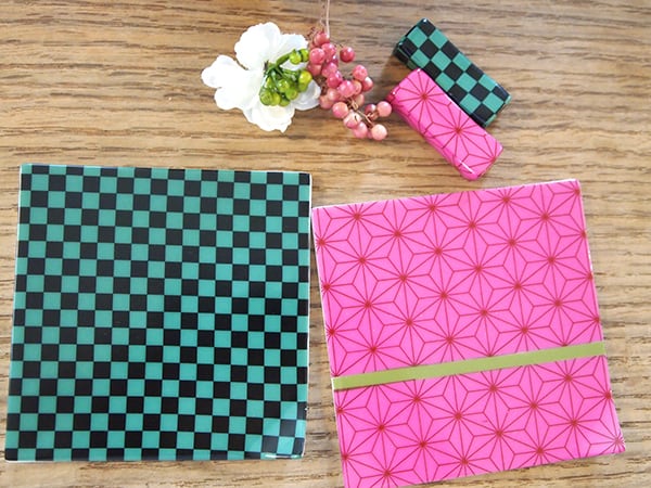 鬼の和柄 市松模様 緑＆黒 A4サイズ （ポーセラーツ用転写紙 古典和柄