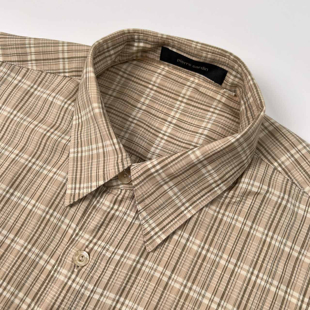 pierre cardin ピエールカルダン チェック柄 半袖シャツ サイズ L /メンズ/ベージュ系