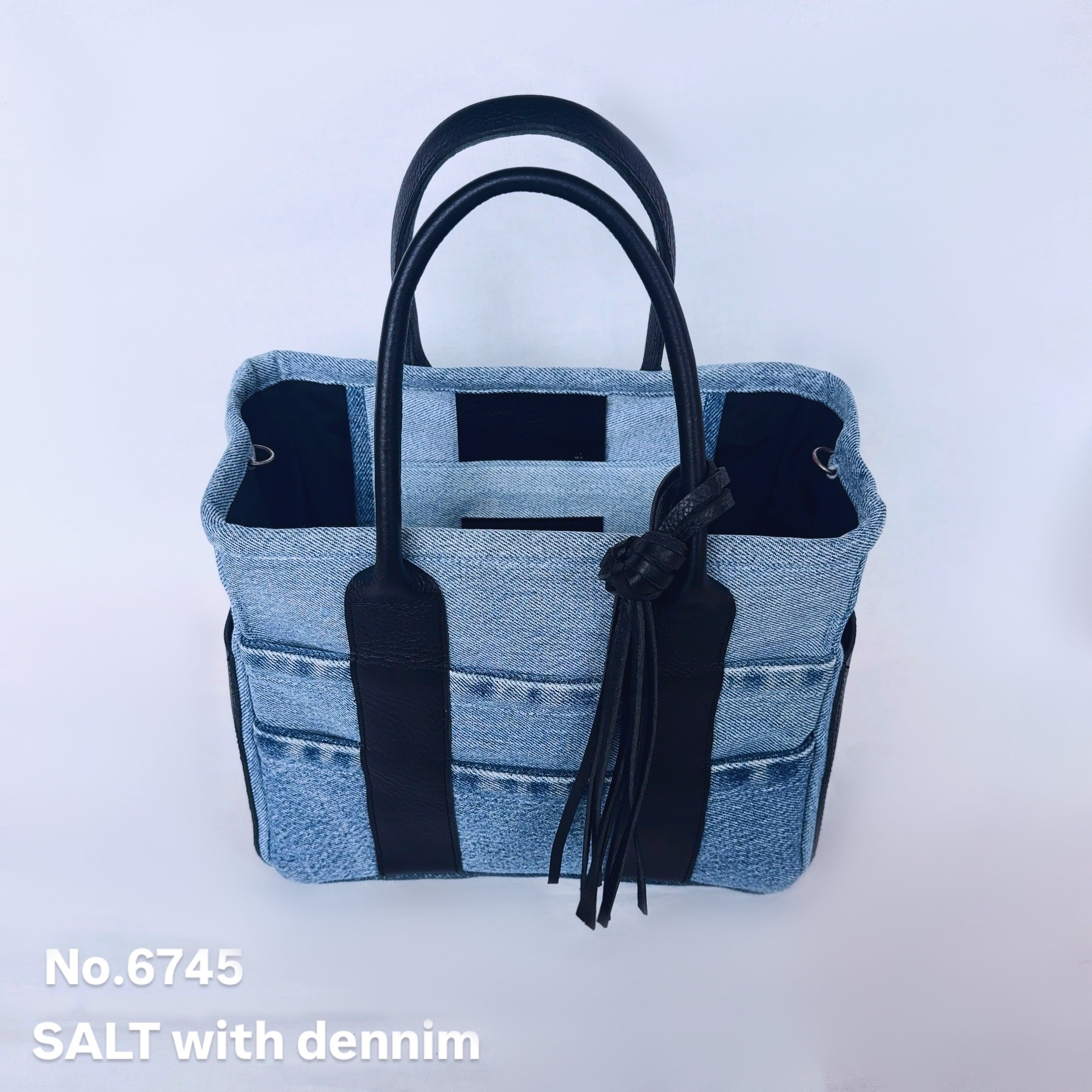 Denim×leatherスクエアトートmini No.6745