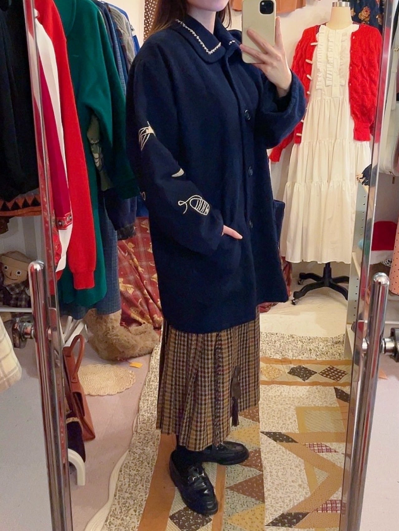 sewing kit embroidery navy coat