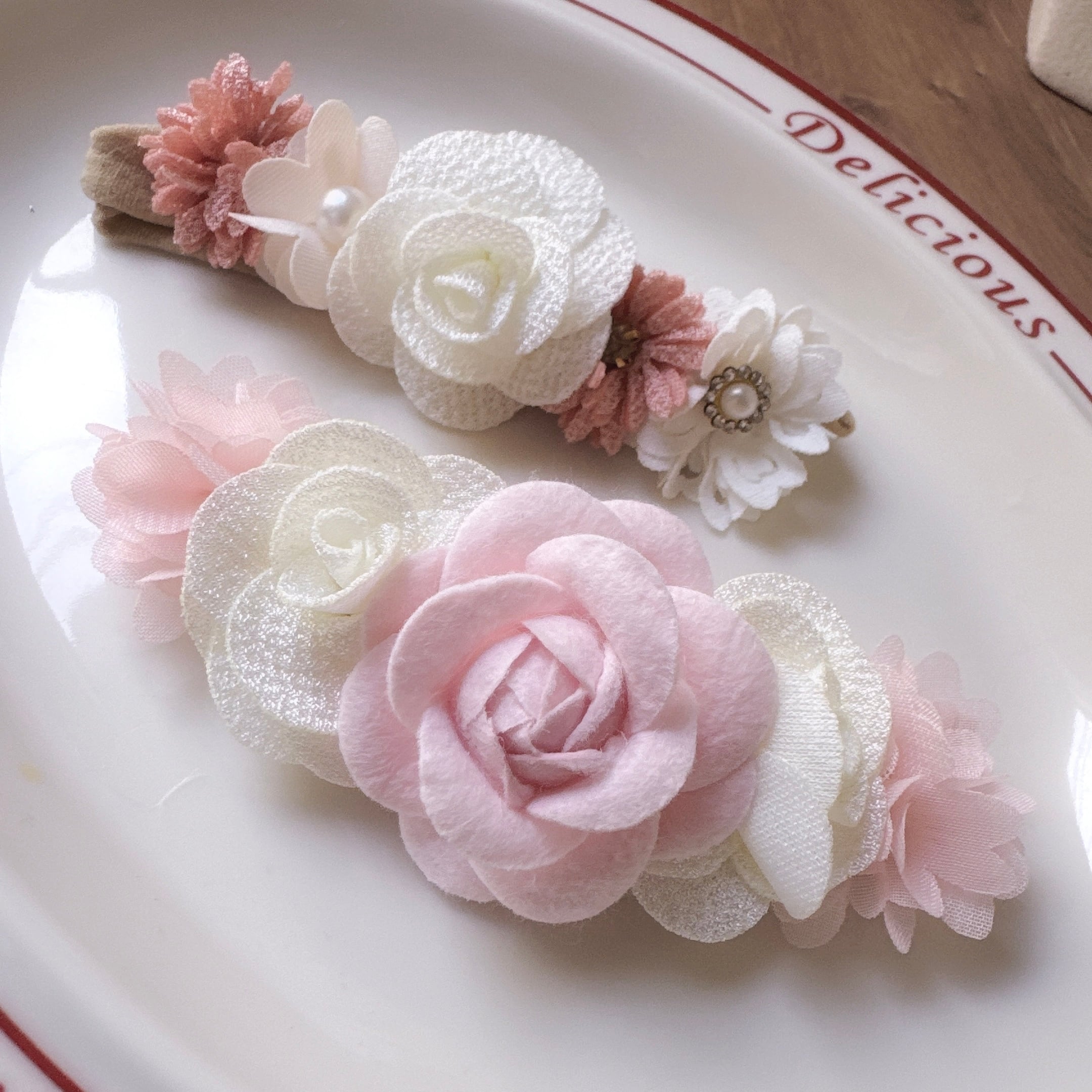 ピンク系お花のヘアバンド 2本セット